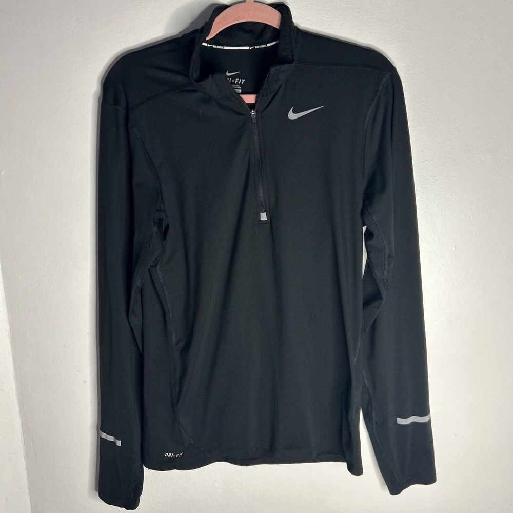 Nike Dri-fit Pullover Top Womens Small Black‎ 1/4 Zip- with thumb hole
